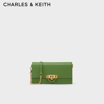 CHARLES&KEITH质感金属扣链饰手拿钱包女士CK6-10701189 Green绿色 XS