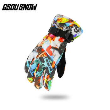 Gsou SNOW滑雪手套儿童冬季滑雪护具防风防水保暖大童骑行手套 大童手套-大滑板 M