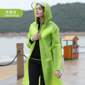 琴飞曼长款雨衣户外骑行徒步男女成人非一次性雨披连体全身风衣式便携 绿色背包拉链款 XL (建议170-175cm)