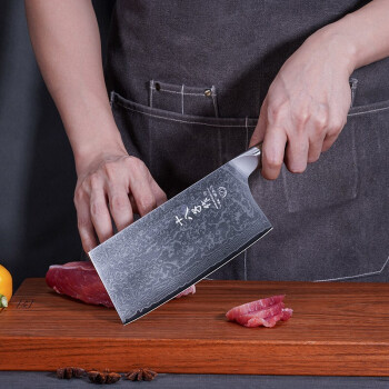 十八子作大马士革菜刀家用67层锻打切片刀厨房锋利切菜切肉刀 锋度切片刀