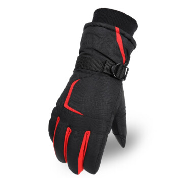 维捷夫（WINJFO）手套男冬季保暖防风触屏加厚加绒防滑骑车运动户外滑雪防水骑行 红色