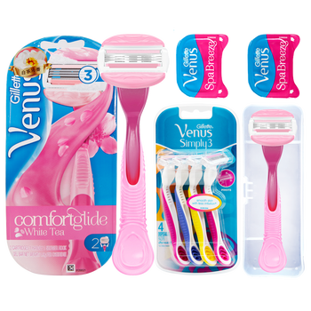 吉列维纳斯女士剃毛刀娇点女士专用手动除毛刀私处腋下剃毛器刮毛刀小贝壳维纳斯白茶1刀架2刀头 轻便4只装 收纳盒男士面部护肤 报价价格评论品牌 京东热卖