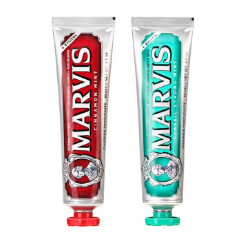 MARVIS玛尔斯亮白去渍轻奢薄荷牙膏85ml*2支装 清新去渍美 玛尔仕 红色+绿色