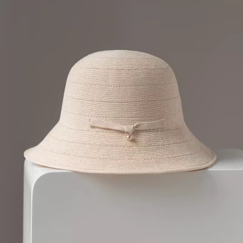 疯帽子与爱丽丝疯帽子 初春透气针织渔夫帽 进口和纸遮阳帽子女 优雅可折叠24 麻米色 M（56-58cm）