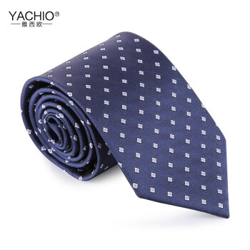 雅西欧YACHIO 男士韩版商务正装条纹西装领带男8cm结婚新郎领带礼盒套装 商务时尚蓝白格8CM
