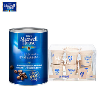 麦斯威尔 速溶香醇黑咖啡500g/罐 +拿铁热萃冻干咖啡粉1.8g*12粒 