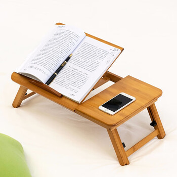 木马人 楠竹电脑桌床上笔记本折叠桌学生宿舍懒人卧室升降桌写字桌小桌子学习桌家用简约办公小桌书桌 【免安装 可折叠】升级款-原色56长（高度可调节）