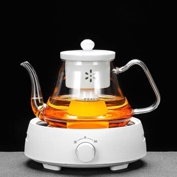 圣藏煮茶器玻璃泡茶壶蒸茶器花茶壶电陶炉套装 圆融（白）+德润（白） 1100ml