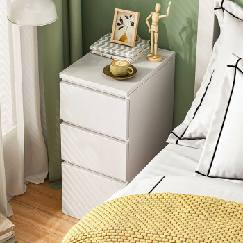 蔓斯菲尔床头柜现代简约床边柜简易款小型床头收纳柜家用卧室网红储物柜子 三抽暖白色 25×35×60CM