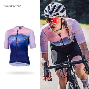 森地客Santic 骑行服女春夏新款骑行装备公路自行车骑行服装短袖上衣 【乔拉-上衣】紫色 S