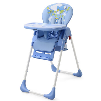 神马多功能儿童餐椅可折叠婴儿餐椅便携多档调节稳定带餐盘餐桌椅CR 卡通蓝