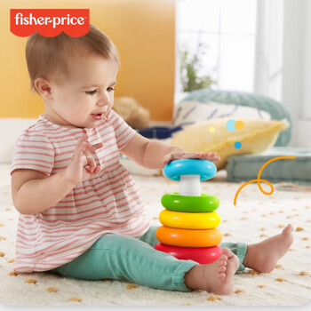 费雪（Fisher-Price）叠叠乐彩虹套圈积木塔儿童宝宝套杯启蒙早教益智玩具礼物 新彩虹套圈