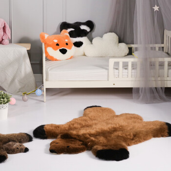 AUSKIN澳世家羊毛地毯卧室客厅儿童房卡通造型毯 棕熊-尼奥 85cmx105cm