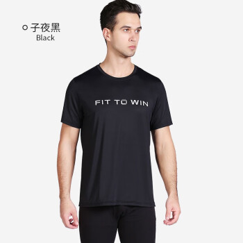 峰硕峰硕男士休闲运动半袖T恤速干 黑色 XL