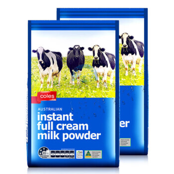 芬氏 澳洲Coles成人奶粉 青少年学生钙进口早餐奶营养冲饮 全脂奶粉1kg*2袋装