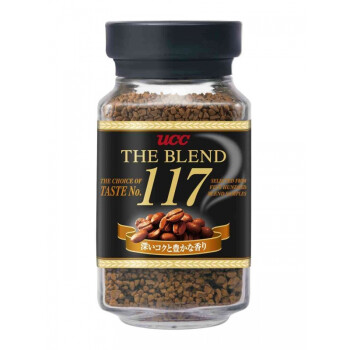 日本进口黑咖啡UCC117速溶咖啡 无蔗糖114纯咖啡颗粒90g罐装 117一瓶