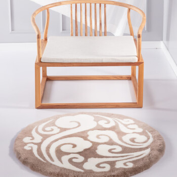 AUSKIN澳世家 新中式羊毛地毯客厅茶室圆形中国风短毛地毯 风轻云淡 直径100cm