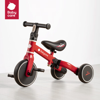 babycare兒童三輪車腳踏車男女寶寶玩具1-5歲平衡自行車推車遛娃-二合一車 羅拉紅 羅拉紅