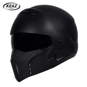 KEAZ摩托车头盔复古蝎子全盔3C认证四季通用男士组合盔巡航春夏季头盔 哑黑配B型护嘴 XL（59-60cm）