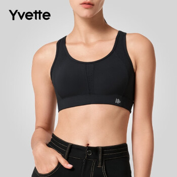 薏凡特（YVETTE）高强度女士运动内衣户外健身运动跑步防震运动文胸E100362A08 09A黑色 M