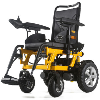 威之群（Wisking）电动轮椅老年残疾人用轮椅车手电两用可折叠四轮代步车 黄色车架+35A电池