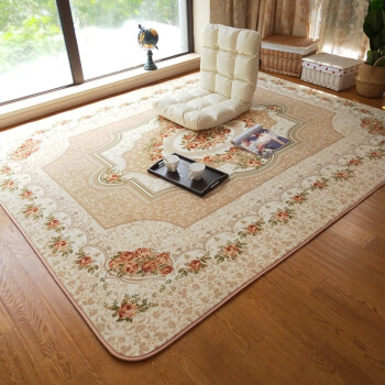 馨采（xincai） 馨采欧式客厅卧室地毯茶几地毯时尚家居卧室床边毯柔软机洗地毯 驼色玫瑰 130*190cm