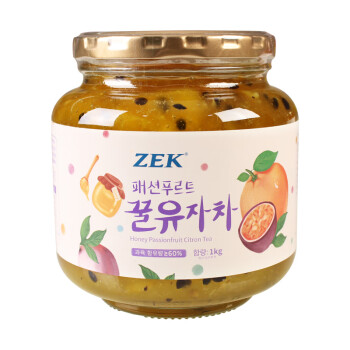 Zek韩国进口ZEK百香果红西柚蜂蜜柚子茶1KG罐装冲饮果味茶泡水喝果酱 蜂蜜百香果柚子茶1KG(好喝)