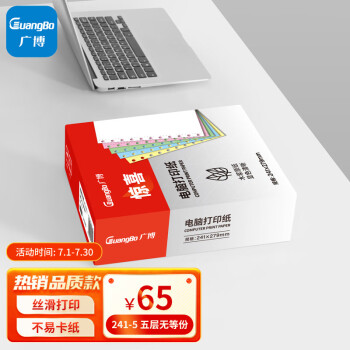 广博(Guangbo) 电脑打印纸针式压感纸80列241 1000页/箱 241-1五层 无等分 Z46004-1