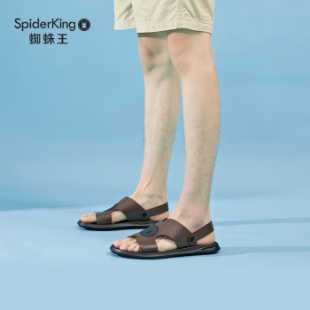 蜘蛛王（ZHIZHUWANG）蜘蛛王凉鞋2023夏季新款气垫男士凉鞋真皮休闲防滑沙滩鞋两用凉拖 棕色 38