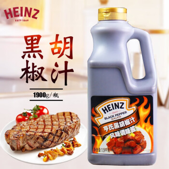 亨氏（HEINZ） 大瓶装黑胡椒汁1.9kg商用烤肉牛排酱意大利面酱 黑胡椒汁1.9Kg桶装