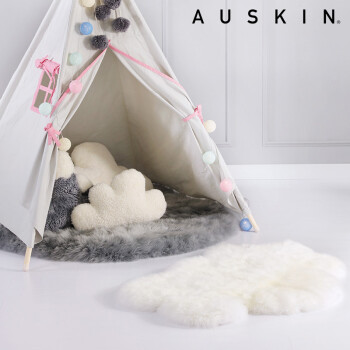 AUSKIN澳世家 羊毛云朵地毯冬季保暖卧室儿童房卡通可爱造型长毛撸猫感 白云地毯 70cmx100cm