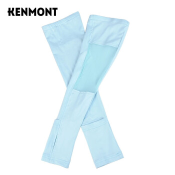 卡蒙（Kenmont）女士可调节网眼防晒袖套户外防紫外线防晒驾驶骑行手套可戴表3196 浅蓝色 均码