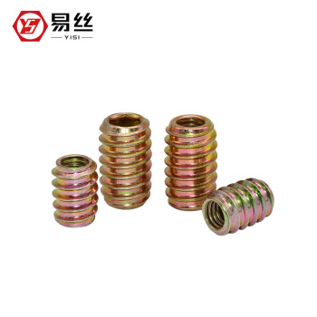 易丝（YISI）M6 M8 国标镀彩锌 铁内外牙直通螺母 家具外牙螺母无头内六角 直通M6*12（20颗）