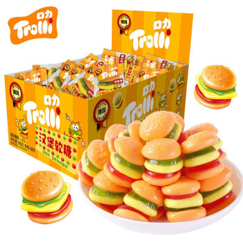 口力 Trolli汉堡软糖540g/盒60包汉堡qq糖儿童汉堡卡通礼盒水果汁软糖