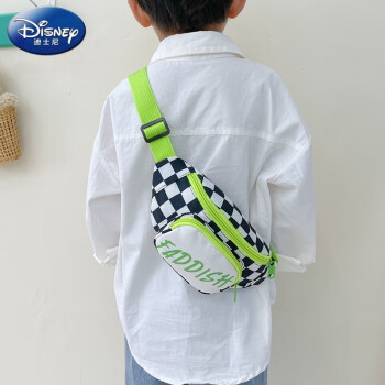 迪士尼（Disney）儿童包包男童可爱斜挎包时尚2023新款潮流宝宝腰包男孩帅气胸包酷 绿色
