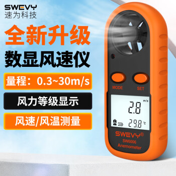 速为（suwei）风速测量仪 风速仪测量风速计器手持式数字风速检测仪风量测试仪 SW6006 迷你款