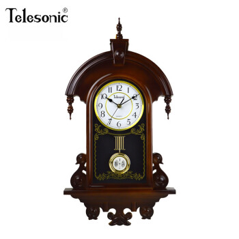 天王星（Telesonic）/复古壁挂钟表欧式创意挂钟石英摆钟 ZZZE9N橡木色59*35*7.5cm 20 0.5厘米
