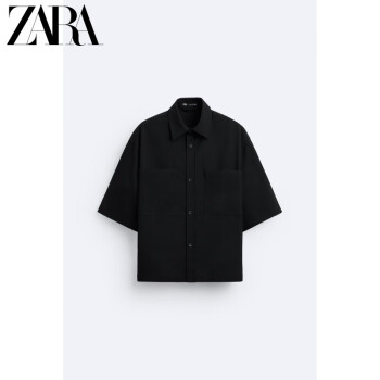 ZARA24春季新品 男装 黑色美式休闲工装风衬衫外套 4526007 800 黑色 S (175/92A)