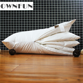 OWNFUN羽绒枕头95白鹅绒枕芯五星级酒店羽绒枕可调节枕头 白色 一对装（4片插片）