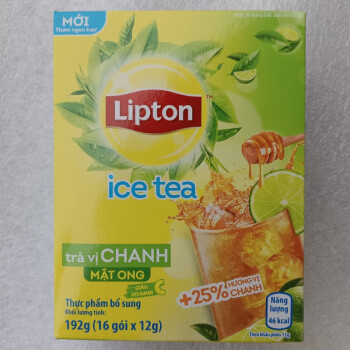 食芳溢越南Lipton ice tea立顿冰红茶柠檬茶 速溶冲饮品 192g/16包*12g 1盒