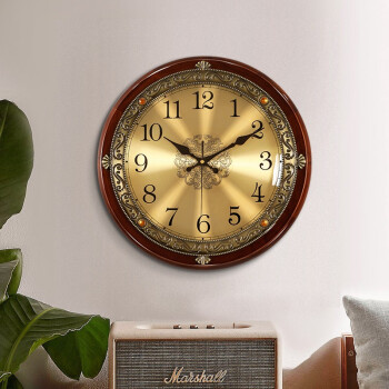 凯恩斯木质挂钟客厅欧式家用轻奢时钟卧室石英钟挂表创意钟表挂墙壁钟 6011A实木挂钟(直径32cm）