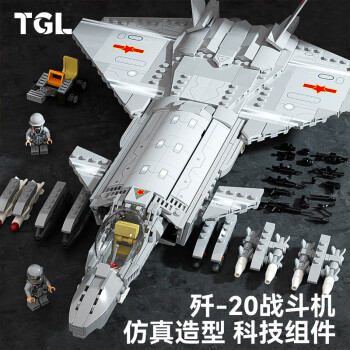 泰高乐（TAIGAOLE）歼20战斗机模型积木拼装高难度军事飞机摆件玩具10岁男孩生日礼物