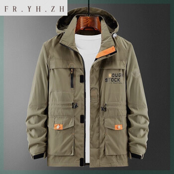 FR.YH.ZHJPDUN/吉普盾防风加绒加厚休闲大码可拆卸帽夹克棉衣男 086卡其色薄款 3XL 建议160-180斤