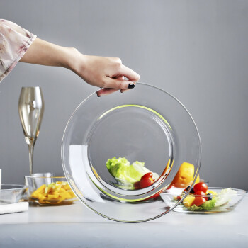 yomerto悠米兔 玻璃水果盘子 沙拉盘 餐具创意碟子菜盘 9寸深盘1只装