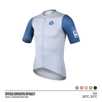 思帕客（Spakct）夏季男士骑行服套装专业自行车速干短袖背带裤山地公路车骑行装备 男士上衣（Morandi 蓝）