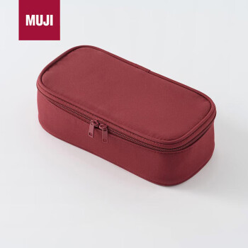 MUJI聚酯纤维化妆包收纳包化妆包便携式平型长19.5*9.5*6cm/朱红色