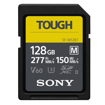 索尼（SONY）128GB SD存储卡 SF-M128T/T1 M系列TOUGH三防规格 U3 V60读速高达277MB/s UHS-II 相机内存卡