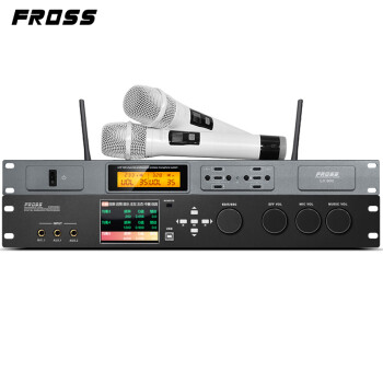 沸斯（FROSS） DSP9600 家庭ktv混响器 专业卡拉ok前级效果器 音频处理器 反馈抑制器 KTV乐器版/黑色+无线麦克风