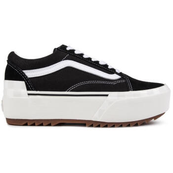 範斯（VANS）女鞋 Old Skool 休閑鞋女 時尚潮流女士板鞋 低幫厚底帆布鞋 Black/White 36.5碼/UK4.0