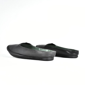 素人（SUREN）原创设计 夏季新款平底真皮女船鞋 皮拖鞋16CWY007 黑色 35